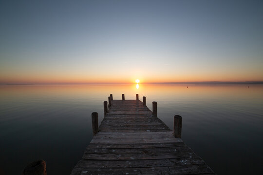 Wooden jetty on the lake