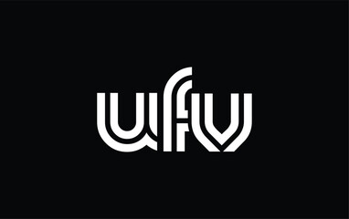 UFV Creative Unique Modern Letter Logo Design. Stylized logo featuring a unique letter design, presenting abstract minimalist aesthetics and modern appeal.