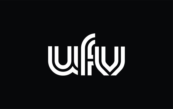 UFV Creative Unique Modern Letter Logo Design. Stylized logo featuring a unique letter design, presenting abstract minimalist aesthetics and modern appeal.