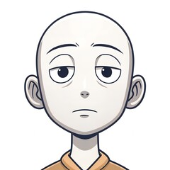 Bored Cartoon Boy Sad Expression Child Avatar Anime Style Digital Illustration