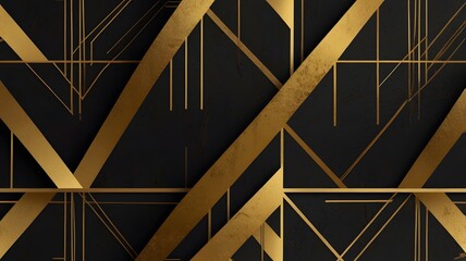 Geometric lines pattern with gold accents.