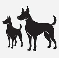 dogs silhouette vector art illustration, vector illustration of  dogs