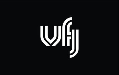 VFJ Creative Unique Modern Letter Logo Design. Stylized logo featuring a unique letter design, presenting abstract minimalist aesthetics and modern appeal.