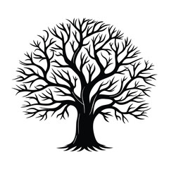 Obraz premium Abstract Silhouette Tree with Branches on White Background | Minimalist Style 84 char