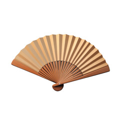 Elegant wooden hand fan displaying intricate craftsmanship against a plain backdrop