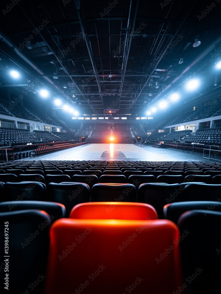 Poster empty arena ready for event - an empty arena awaits an upcoming event, showcasing rows of seats and 
