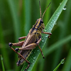 Fototapeta premium grasshopper on a leaf