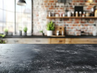 black matte stone countertop in a modern minimalist loft kitchen