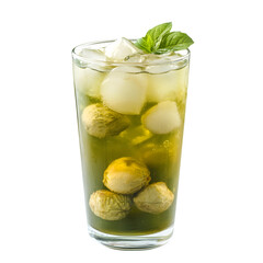 Refreshing green drink with lychee and mint for summer cocktail recipe