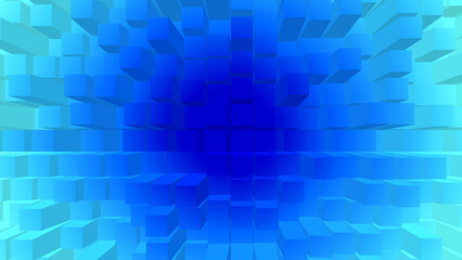 Dynamic 3D design showcasing abstract cubes extending outward, with gradient transitions for depth. Ideal for creative, modern, and visually engaging digital projects.