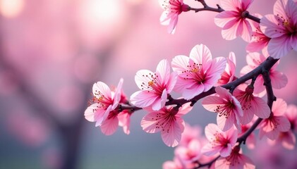 Bold, vibrant sakura branches, overlapping petals, dense pattern , texture, colorful