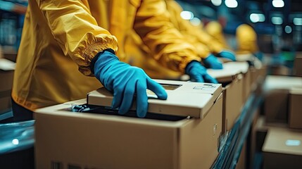People Recycling Electronics in a Drop-Off Program, Ensuring Safe Disposal of E-Waste, and Promoting the Recycling of Electronic Devices for Environmental Sustainability.