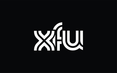 XFU Creative Unique Modern Letter Logo Design. Stylized logo featuring a unique letter design, presenting abstract minimalist aesthetics and modern appeal.