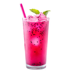Refreshing dragon fruit cocktail recipe with ice and mint garnish drink
