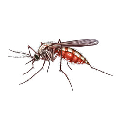 Detailed illustration of a mosquito showcasing its anatomy and features (2)