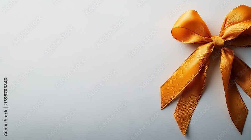 Aufkleber a gold ribbon is elegantly tied into a bow and positioned on a smooth white surface, casting soft sh