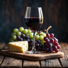 Red Wine, Cheese, and Grapes A Delightful Culinary Combination