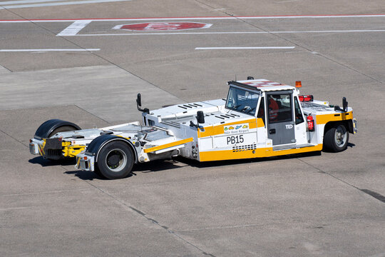 Cologne, Germany - April 6, 2025: TLD towbarless pushback tug at Cologne Bonn Airport