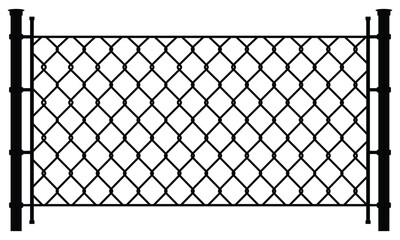A chain link fence with a white background