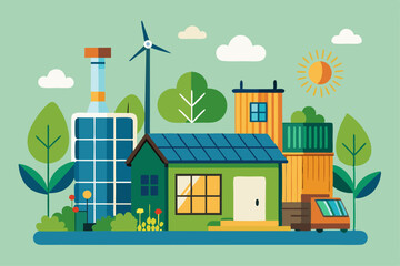 wind turbine and green grass