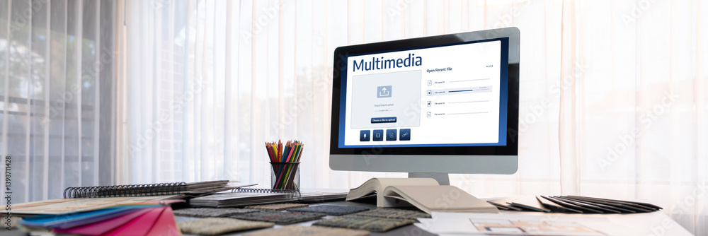 Poster multimedia cloud computing storage for uploading and store files online brisk for internet users and