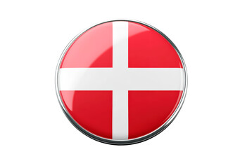 Obraz premium Denmark flag on a round button isolated on transparent background