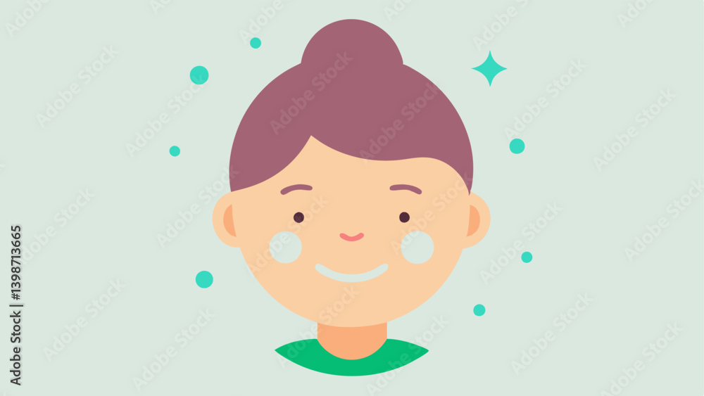 Poster happy skin a smiling face profile with a dewy complexion highlighted with sparkles and small particl