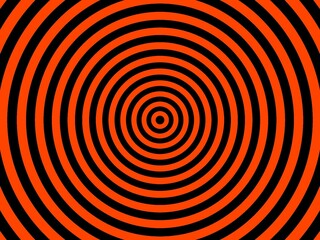 An abstract background with concentric circles in alternating orange and black.  It creates a hypnotic, almost dizzying effect due to the repeating pattern.