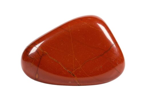 Red jasper stone polished mineral crystal healing gemstone isolated on white background