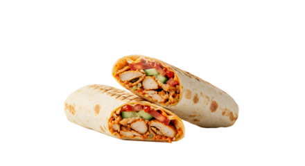 Colorful fresh wraps filled with nutritious vegetables and ingredients ready to eat for healthy meals