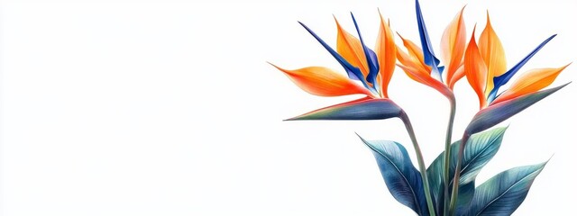 Minimalist realistic blooming abelia tree, small white flowers, side view on white background.