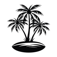 palm tree on an island silhouette