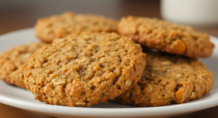 Delicious Gluten Free Sweet Potato Oatmeal Cookies on White Plate