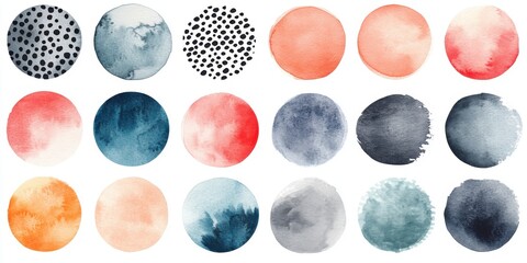Colorful watercolor circle patterns in abstract art design