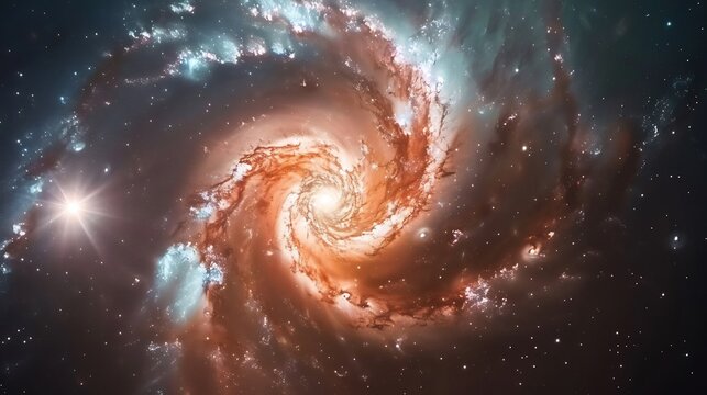 Cosmic galaxy background featuring bright swirling nebulae distant starlight ideal sci fi movie posters space travel websites digital campaigns aimed space enthusiasts and futuristic tech innovators