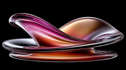 A beautifully curved art glass piece against a stark black backdrop