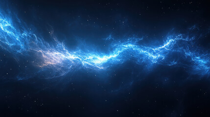 Fototapeta premium A large, bright blue light in the center of a completely black background. The edges fade to white.
