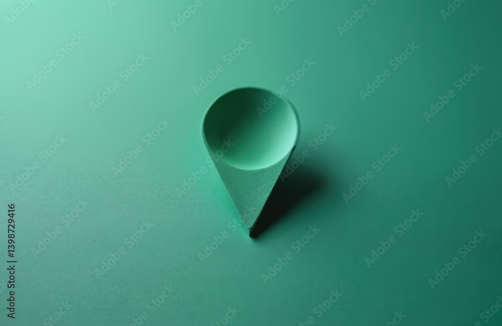 Aufkleber green paper cut in placement pin shape. pointer pad location mark set on green paper background. min