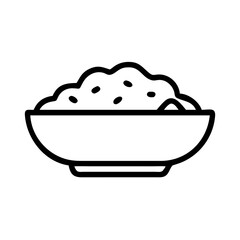 Fototapeta premium Bowl of Rice in Simple Outline Style 