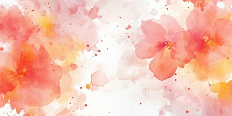 Vibrant watercolor floral background with pink and orange blooms