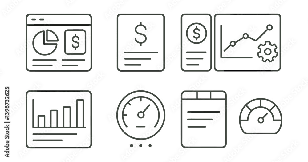 Poster set of icons for graphs and charts