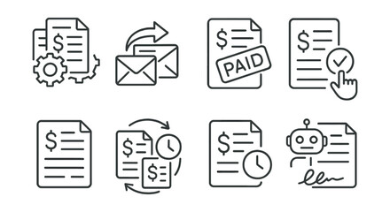 Set of six different icons that represent different aspects of a document