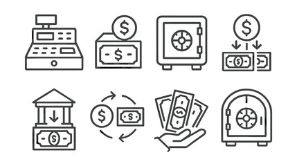 Set of six different money related icons