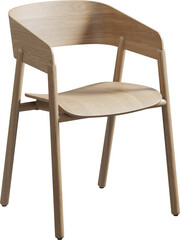 Perspective view of modern wooden armchair