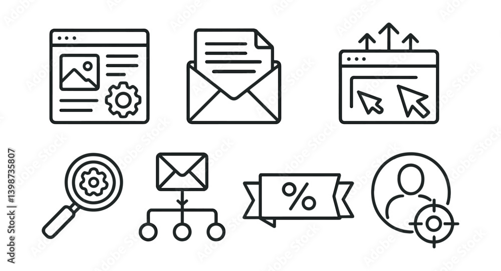 Poster set of icons for a computer screen