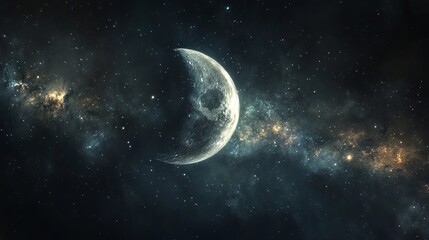 Fototapeta premium Stunning moon and stars wallpaper for desktop background space galaxy lunar celestial cosmic view astronomy
