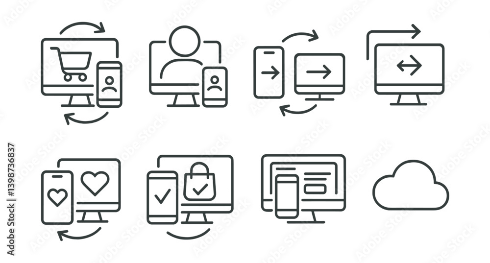 Poster set of icons for a computer screen