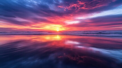 Beautiful ocean beach sunset landscape wallpaper background hd high resolution photography image download