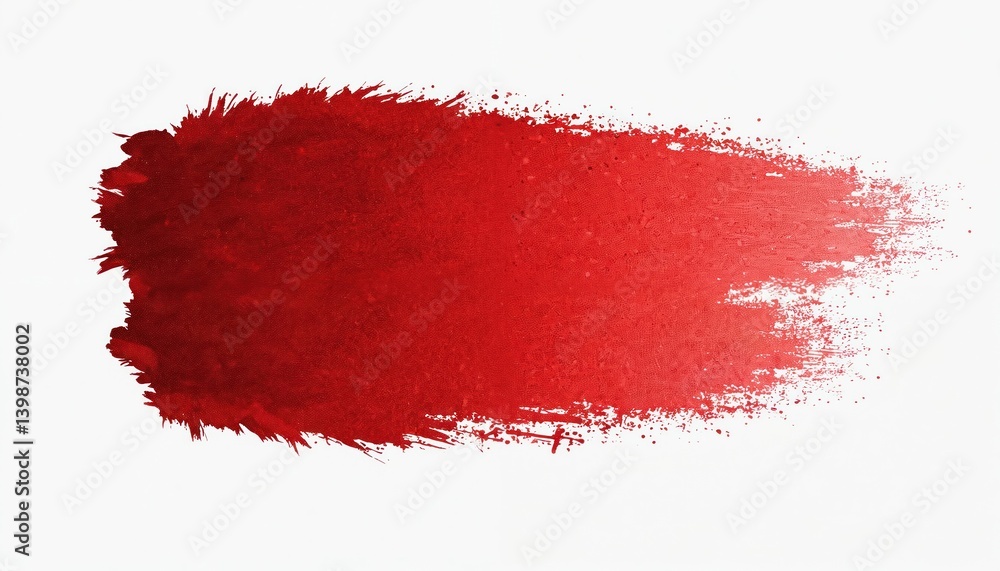 Poster red brush stroke on white background. abstract design features paint splash, textured artistic eleme