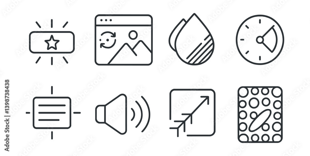 Aufkleber set of icons with a clock on the right
